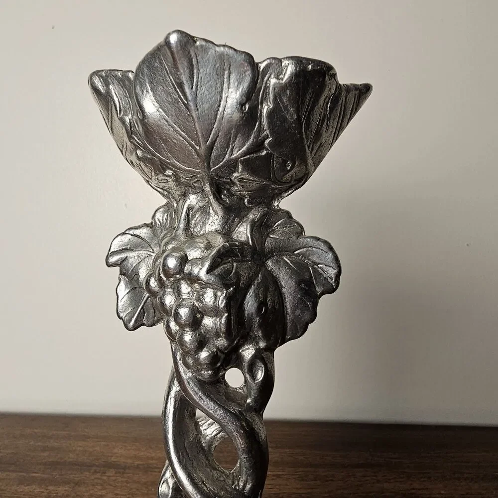 Vintage Arthur Court Grape Spiral Candle Holder Sand Cast Aluminum 1996